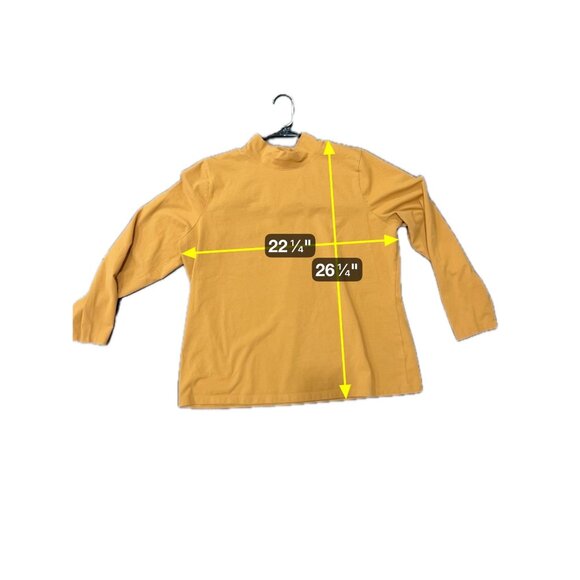 High Neck Long Sleeve Shirt Brown Tan Pullover Neutral Essential Minimalist - Picture 5 of 7